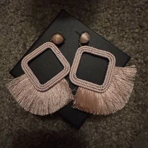 Elegant Pink Tassel Earrings